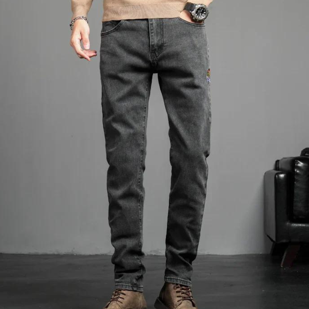 Heren Jeans Donkerblauw Slim Fit Wassen