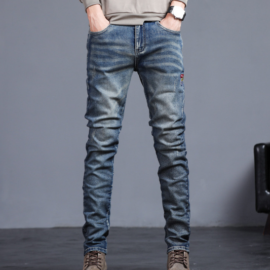 Heren Jeans Donkerblauw Slim Fit Wassen - StudioMarella