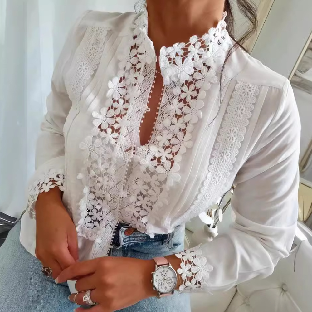 Vrouwelijke Blouse met Kant en Borduurwerk Elegant Design - StudioMarella