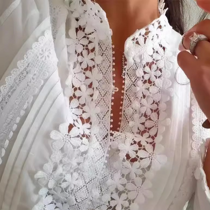 Vrouwelijke Blouse met Kant en Borduurwerk Elegant Design