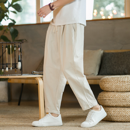 Loungebroek Heren Linnen Zomer Comfortabel Losse Zit
