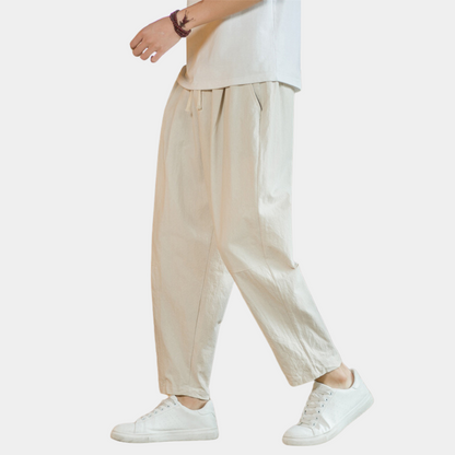 Loungebroek Heren Linnen Zomer Comfortabel Losse Zit