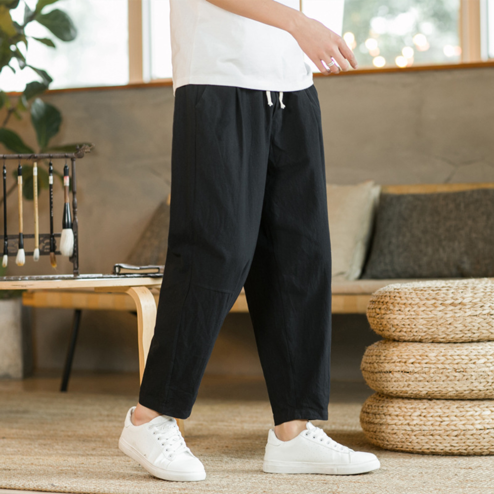 Loungebroek Heren Linnen Zomer Comfortabel Losse Zit