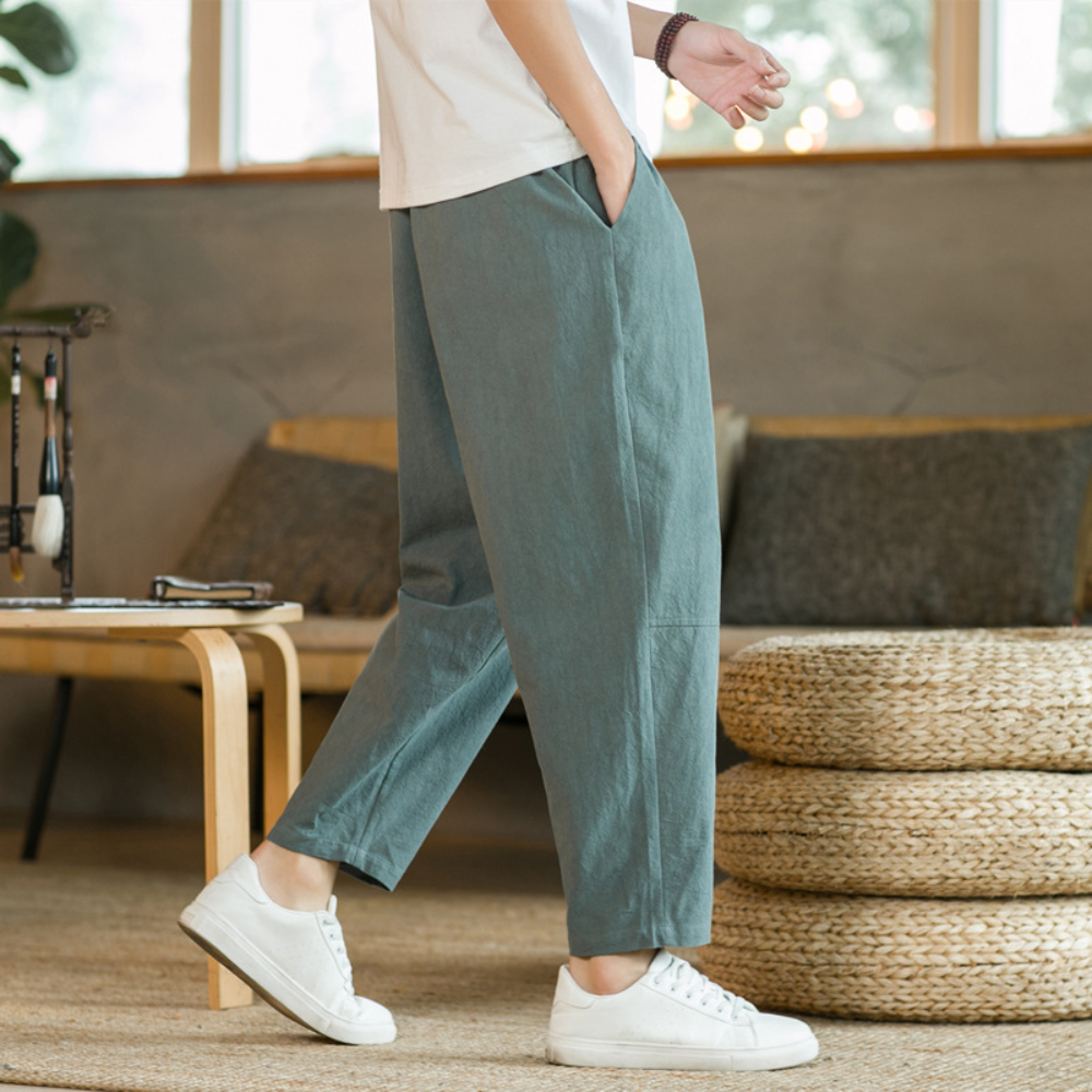 Loungebroek Heren Linnen Zomer Comfortabel Losse Zit - StudioMarella