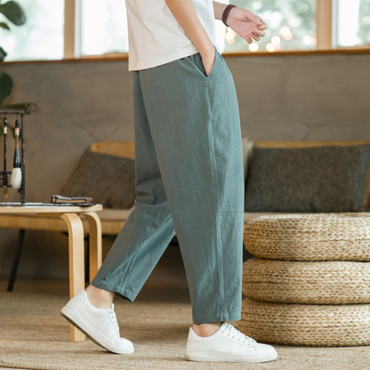 Loungebroek Heren Linnen Zomer Comfortabel Losse Zit - StudioMarella