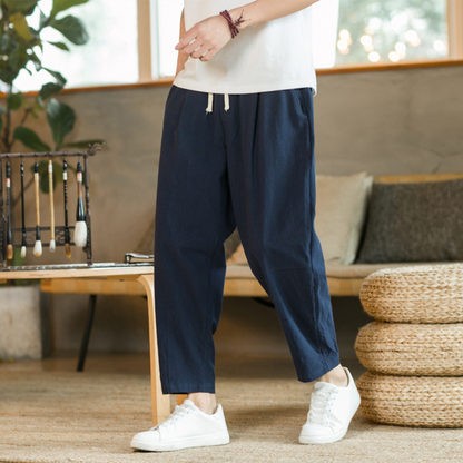 Loungebroek Heren Linnen Zomer Comfortabel Losse Zit