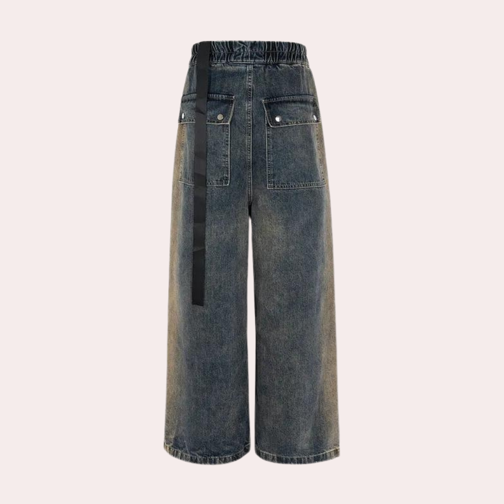 Unisex Jeans Broek Wide Leg Comfortabele Zit