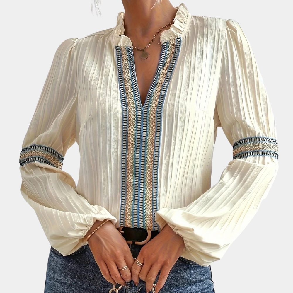 Vrouwelijke Blouse Bloemenprint Boho Stijl
