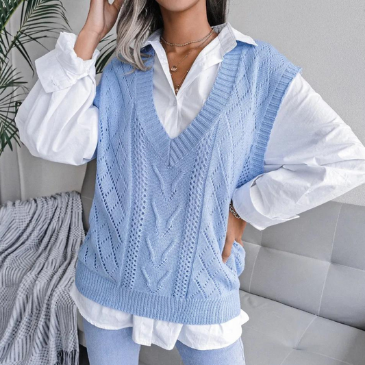 Gebreide Spencer V-hals Trendy Trui voor Vrouw - StudioMarella