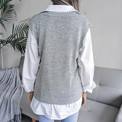 Gebreide Spencer V-hals Trendy Trui voor Vrouw