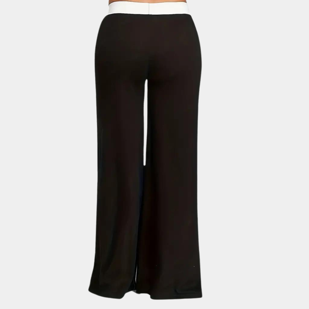 Dames Broek Flared met Contrasterende Strepen en Wijd Model