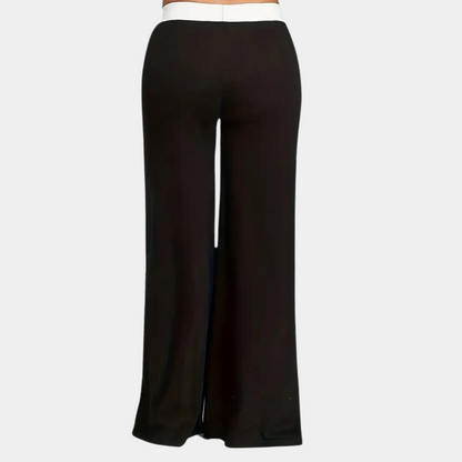 Dames Broek Flared met Contrasterende Strepen en Wijd Model