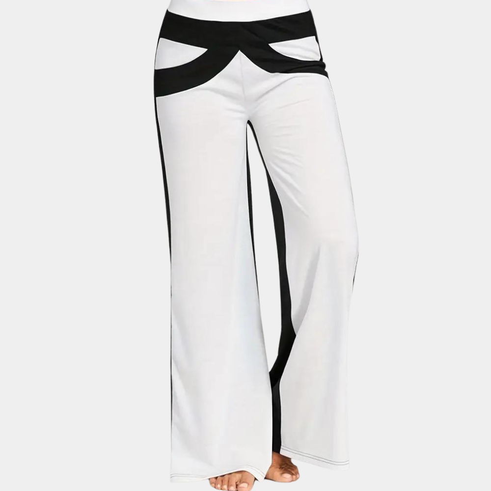Dames Broek Flared met Contrasterende Strepen en Wijd Model