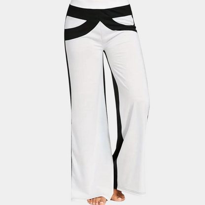 Dames Broek Flared met Contrasterende Strepen en Wijd Model