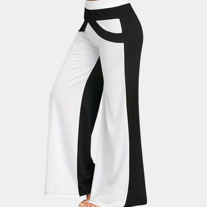 Dames Broek Flared met Contrasterende Strepen en Wijd Model