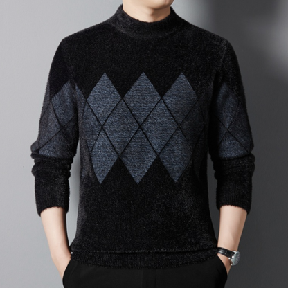 Mannen Trui Diamantpatroon Stijlvol Luxe Design
