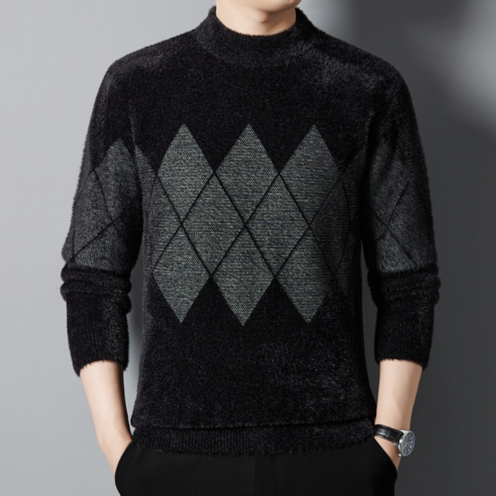 Mannen Trui Diamantpatroon Stijlvol Luxe Design