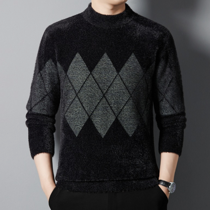 Mannen Trui Diamantpatroon Stijlvol Luxe Design