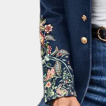 Dames Blazer Elegant Met Borduurwerk Kwaliteit Stof