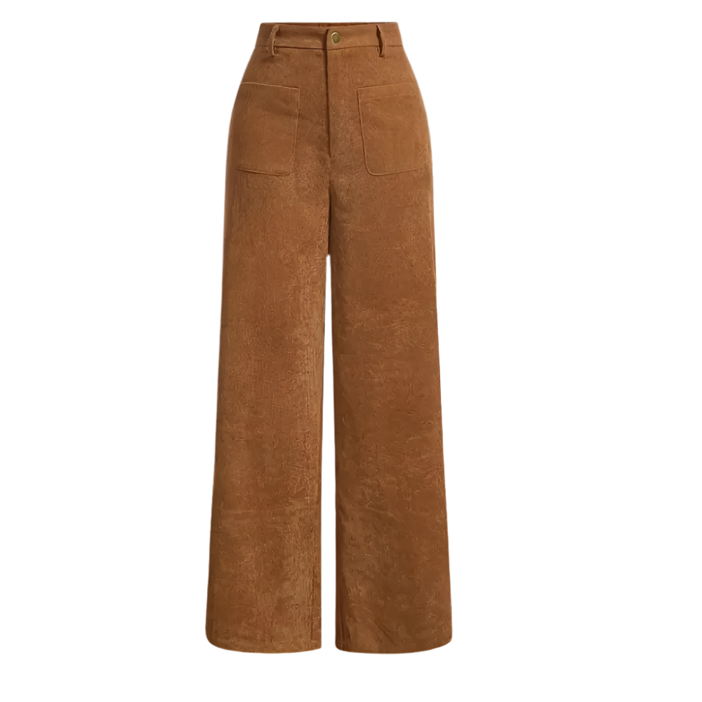 Ribfluwelen High Waist Broek Wijde Pijpen Dames - StudioMarella