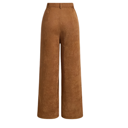 Ribfluwelen High Waist Broek Wijde Pijpen Dames