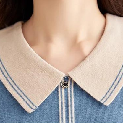 MAREN | Gebreide Trui met Contrasterende Kraag Elegante Look