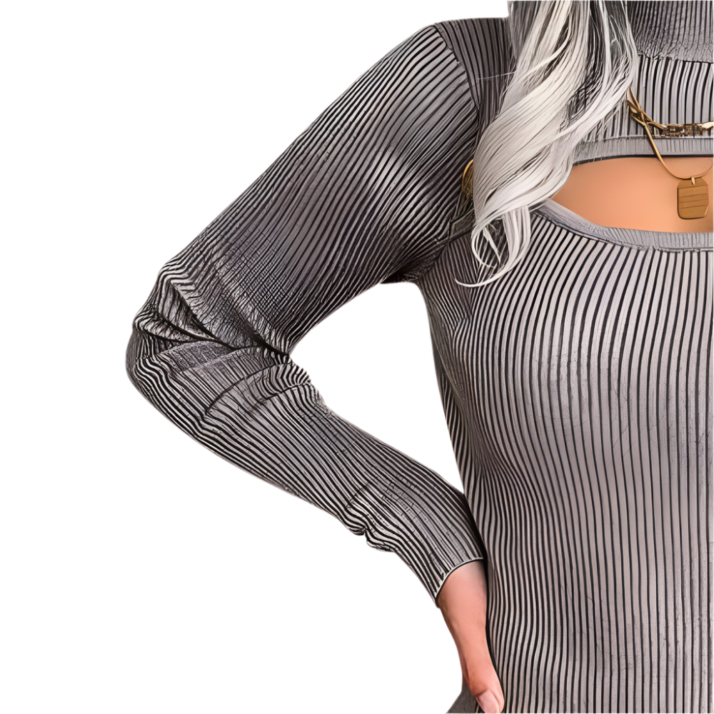 Jurk met Cut-Out Detail Aansluitend Rib Model
