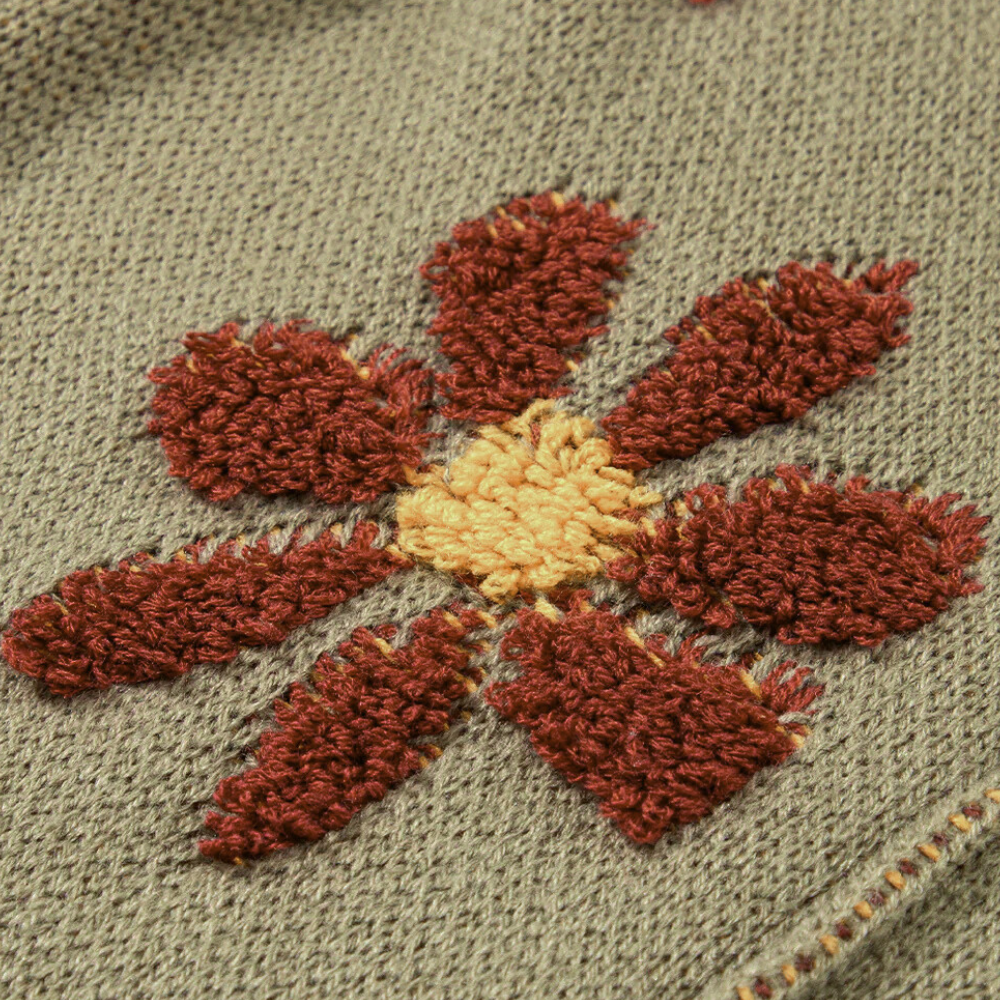 Gebreide Trui met Grote Bloemen voor Vrouw