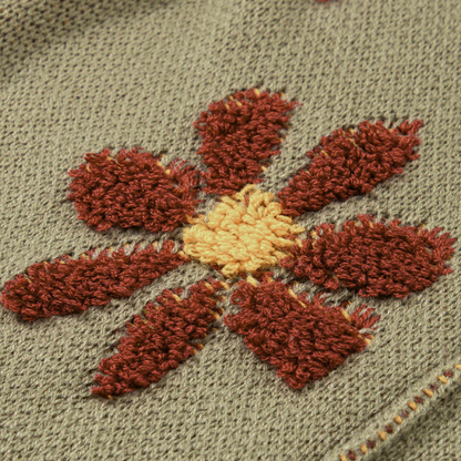 Gebreide Trui met Grote Bloemen voor Vrouw