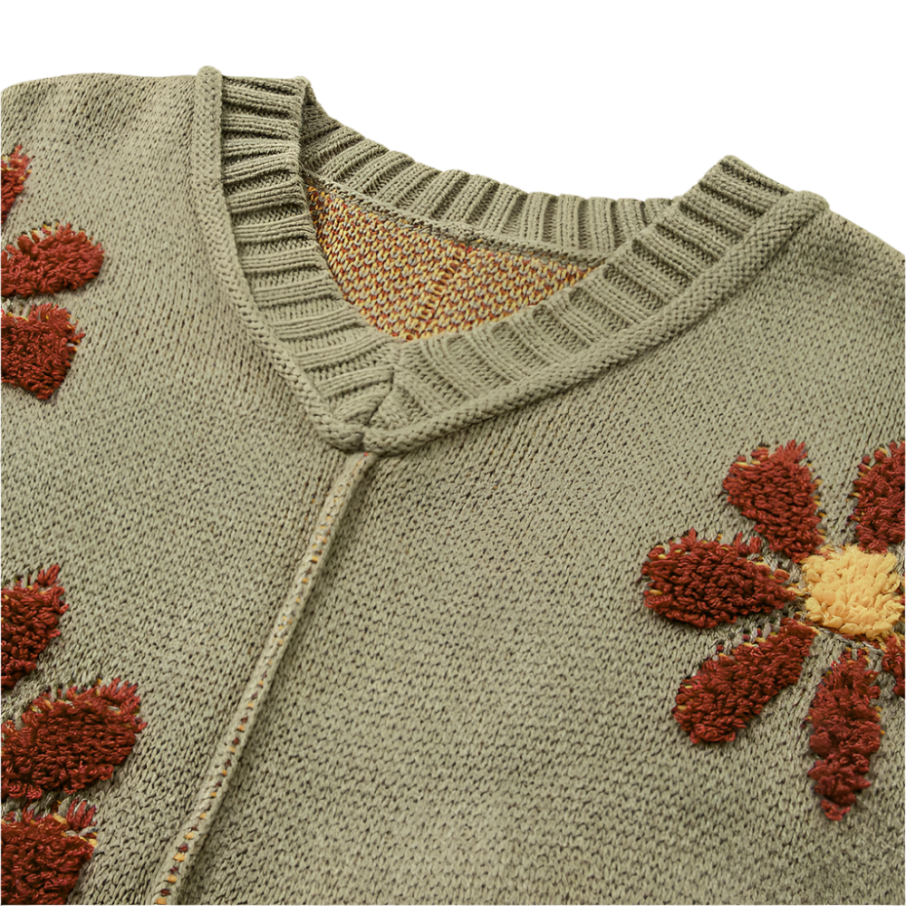 Gebreide Trui met Bloemenprint Klassiek Design