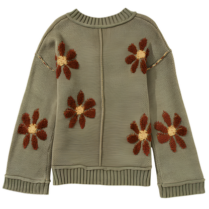 Gebreide Trui met Bloemenprint Klassiek Design