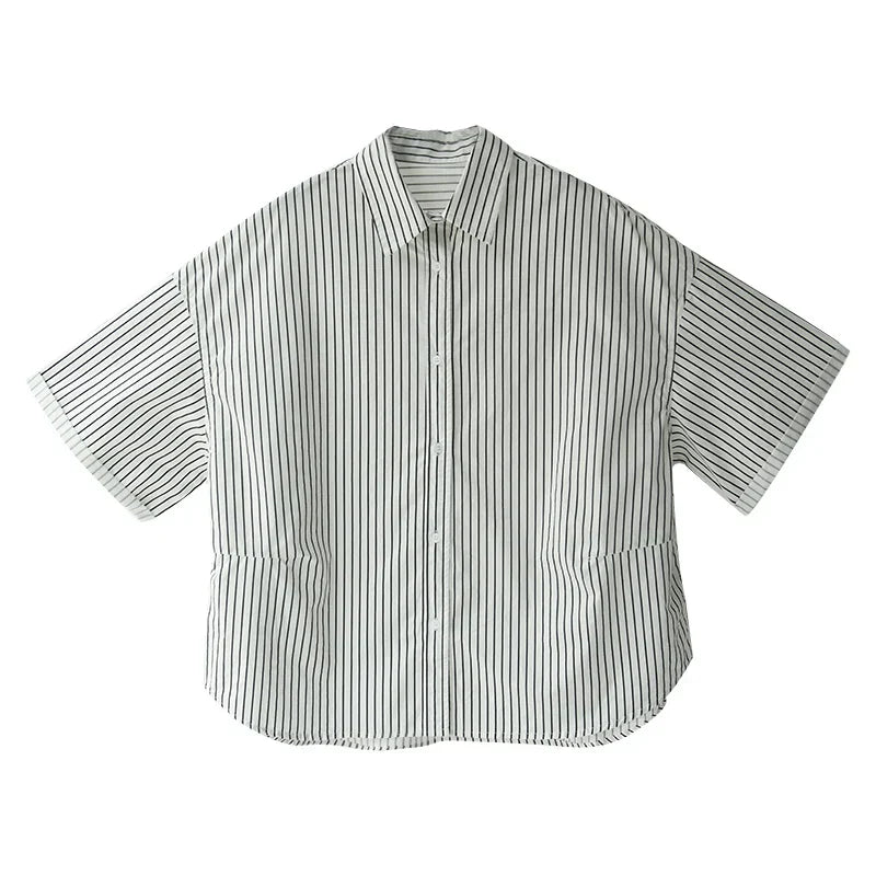 Korte Mouw Shirt met Strepen Stijlvol Design