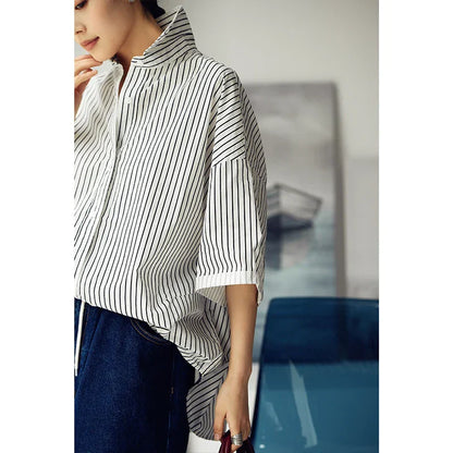 Korte Mouw Shirt met Strepen Stijlvol Design