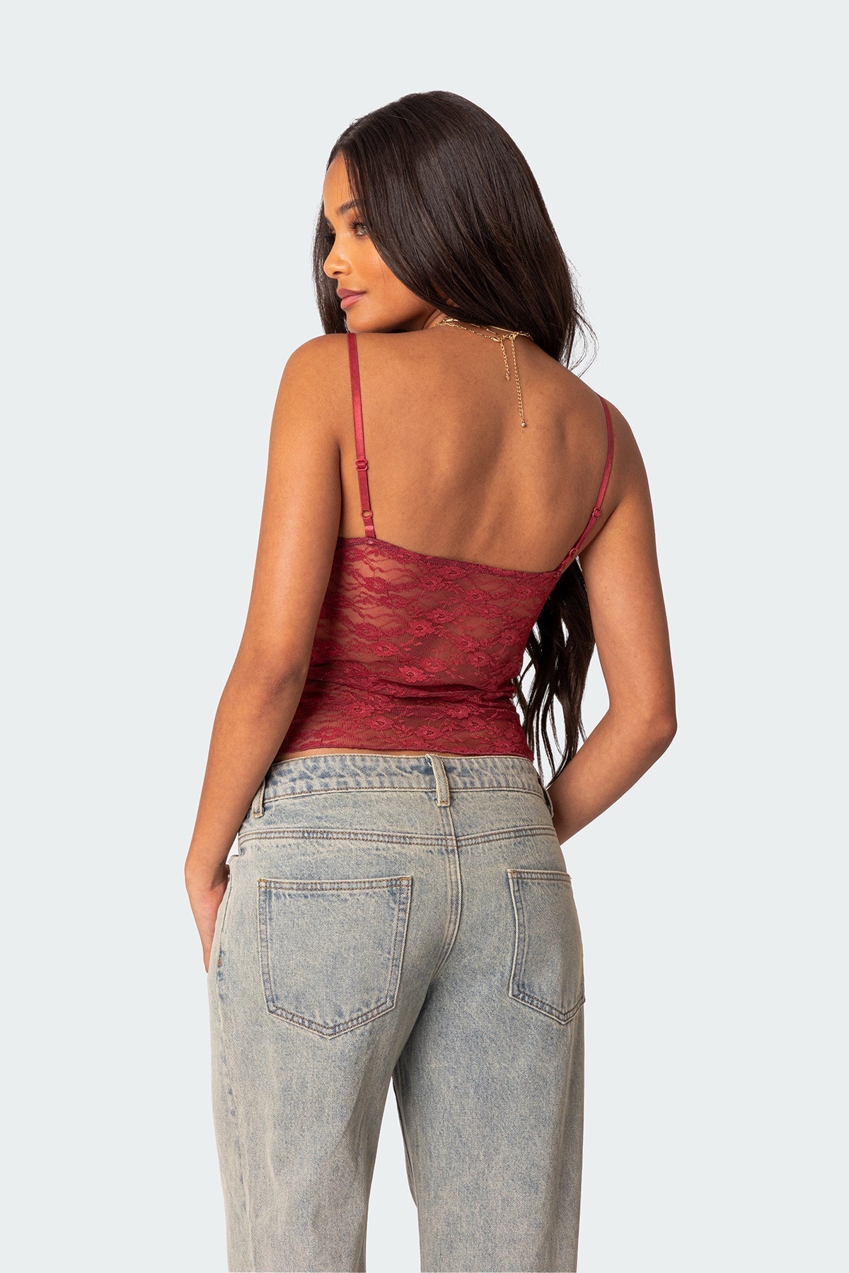 Dames Kanten Cami Top met Strikdetail en Overlay