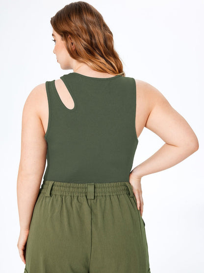 Dames Bodysuit Asymmetrische Halsuitsnijding Tanktop