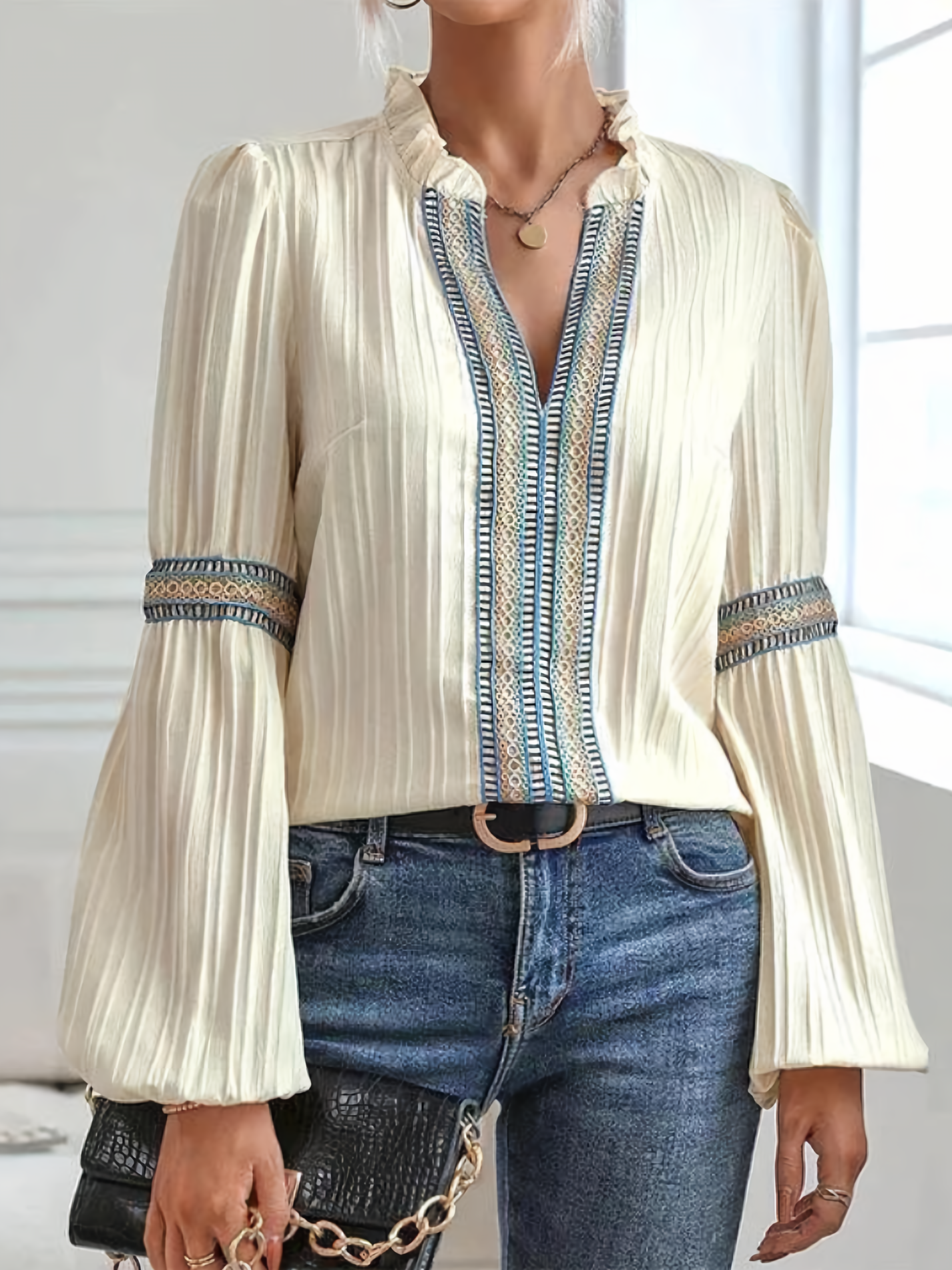 Vrouwelijke Geplooide Blouse voor Dames Elegante Stijl