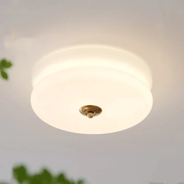LED plafondlamp glas metaal crème 13 cm slaapkamer woonkamer art deco plafondverlichting rond warm licht neutraal licht wit licht