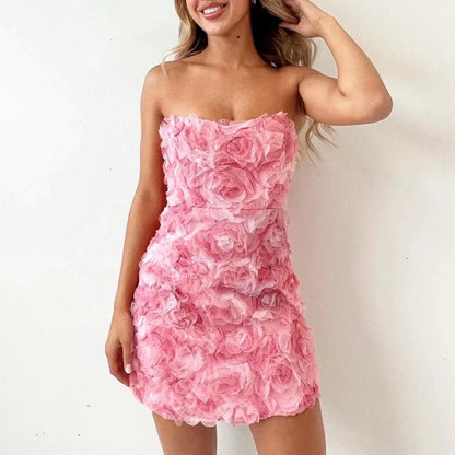 Vrouwelijke Zomerjurk Zonder Bandjes Elegant Kort