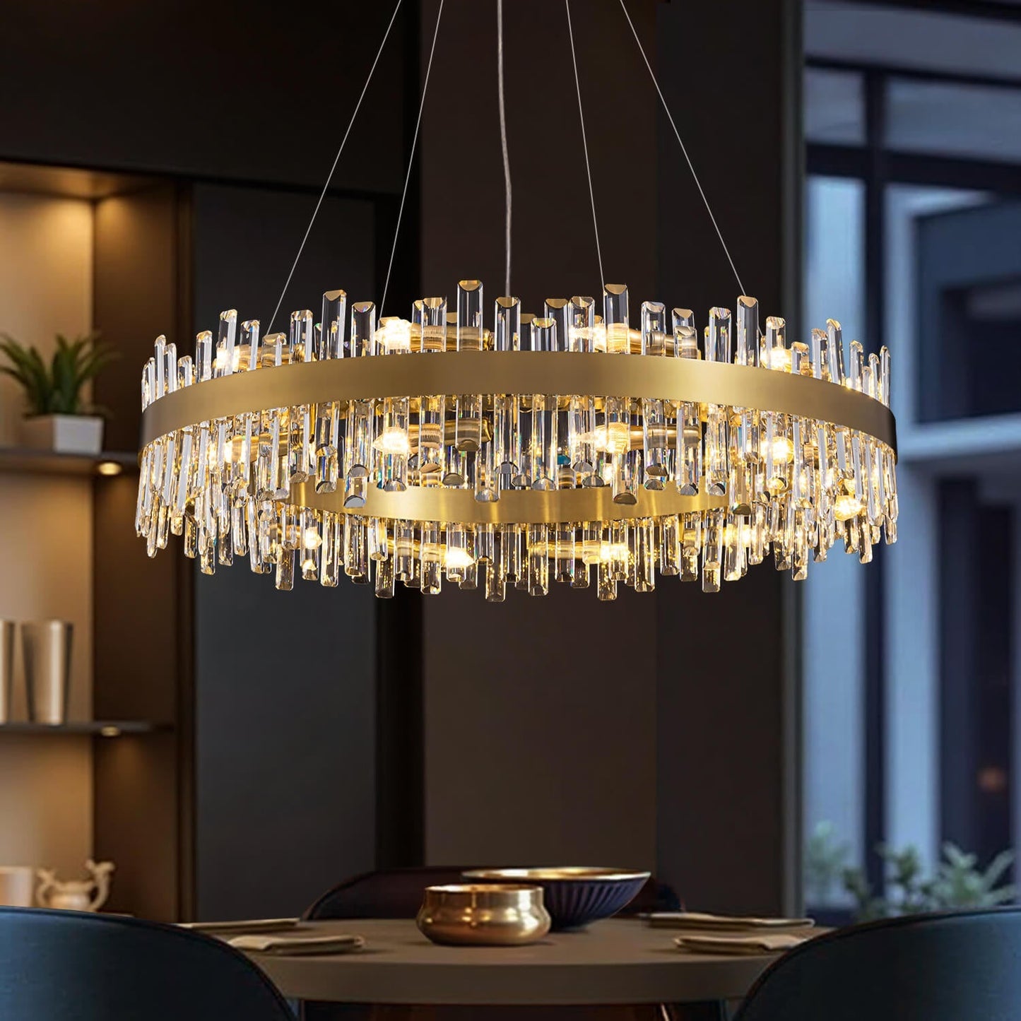 Kristallen Kroonluchter Rond Goud K9 Crystal 12-20 Lichts Luxe Plafondlamp