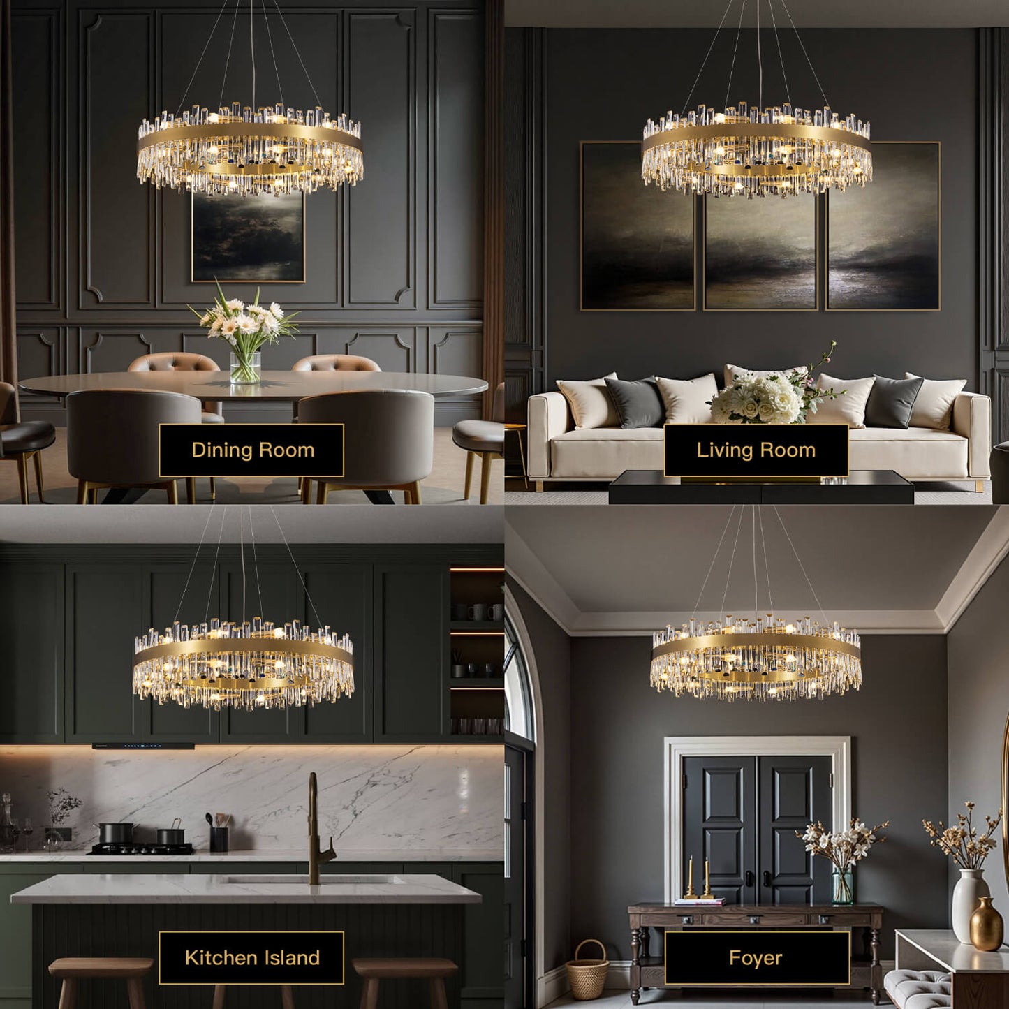 Kristallen Kroonluchter Rond Goud K9 Crystal 12-20 Lichts Luxe Plafondlamp