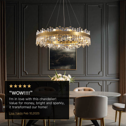 Kristallen Kroonluchter Rond Goud K9 Crystal 12-20 Lichts Luxe Plafondlamp