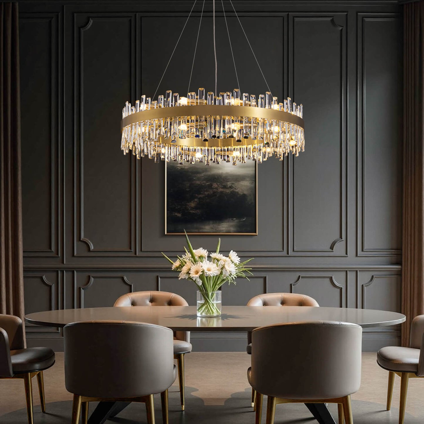 Kristallen Kroonluchter Rond Goud K9 Crystal 12-20 Lichts Luxe Plafondlamp