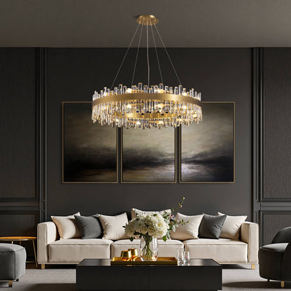 Kristallen Kroonluchter Rond Goud K9 Crystal 12-20 Lichts Luxe Plafondlamp