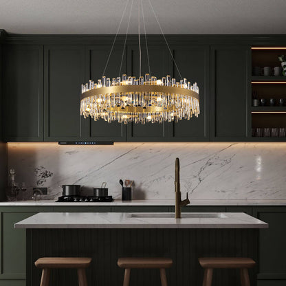 Kristallen Kroonluchter Rond Goud K9 Crystal 12-20 Lichts Luxe Plafondlamp