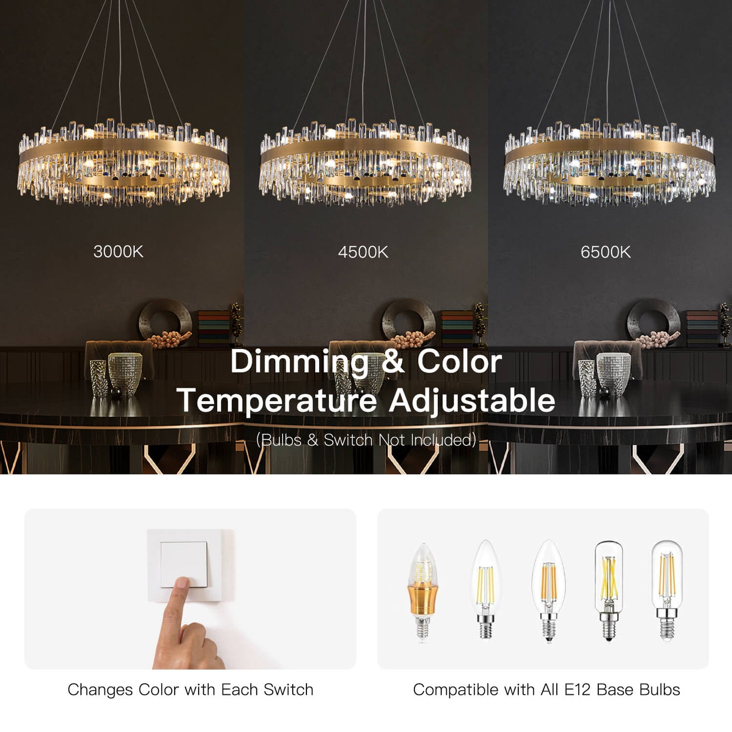 Kristallen Kroonluchter Rond Goud K9 Crystal 12-20 Lichts Luxe Plafondlamp
