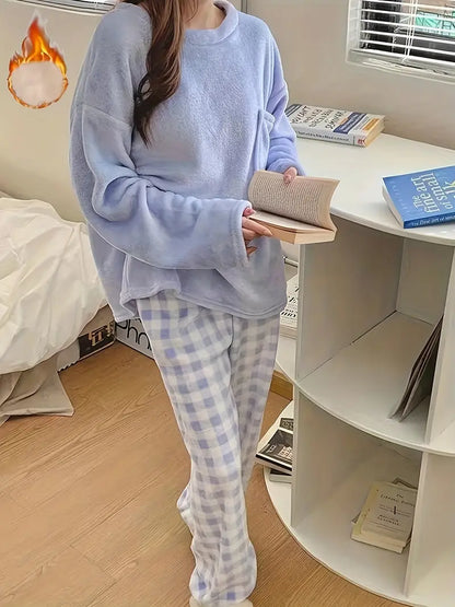 Zachte Pyjama Set Vrouw Warme Slaapkleed voor Dames