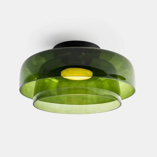 Design Glazen Plafondlamp met Gelaagde Structuur — Elegant Lichtspel voor Eetkamer, Woonkamer en Slaapkamer