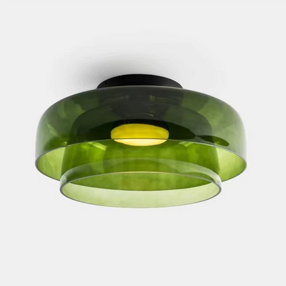 Design Glazen Plafondlamp met Gelaagde Structuur — Elegant Lichtspel voor Eetkamer, Woonkamer en Slaapkamer