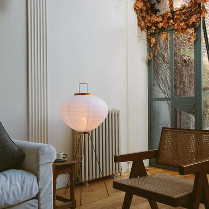 Vloerlamp Rijstpapier Japans Akari Groot 45x120cm Metalen Frame Sfeerverlichting
