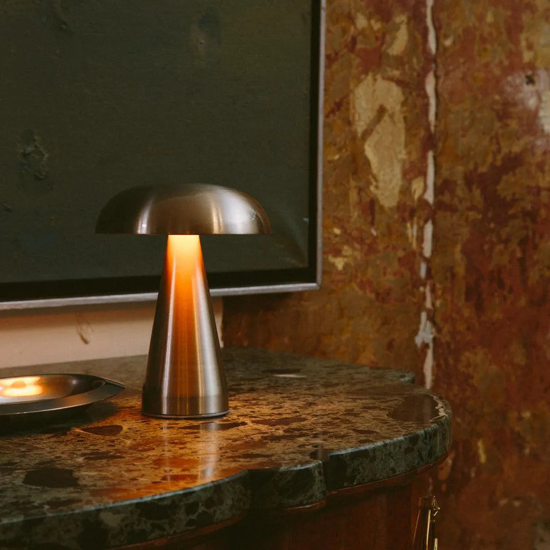 Tafellamp Draadloos Oplaadbaar USB-C Touch Dimbaar Metaal Goud Aluminium Terras